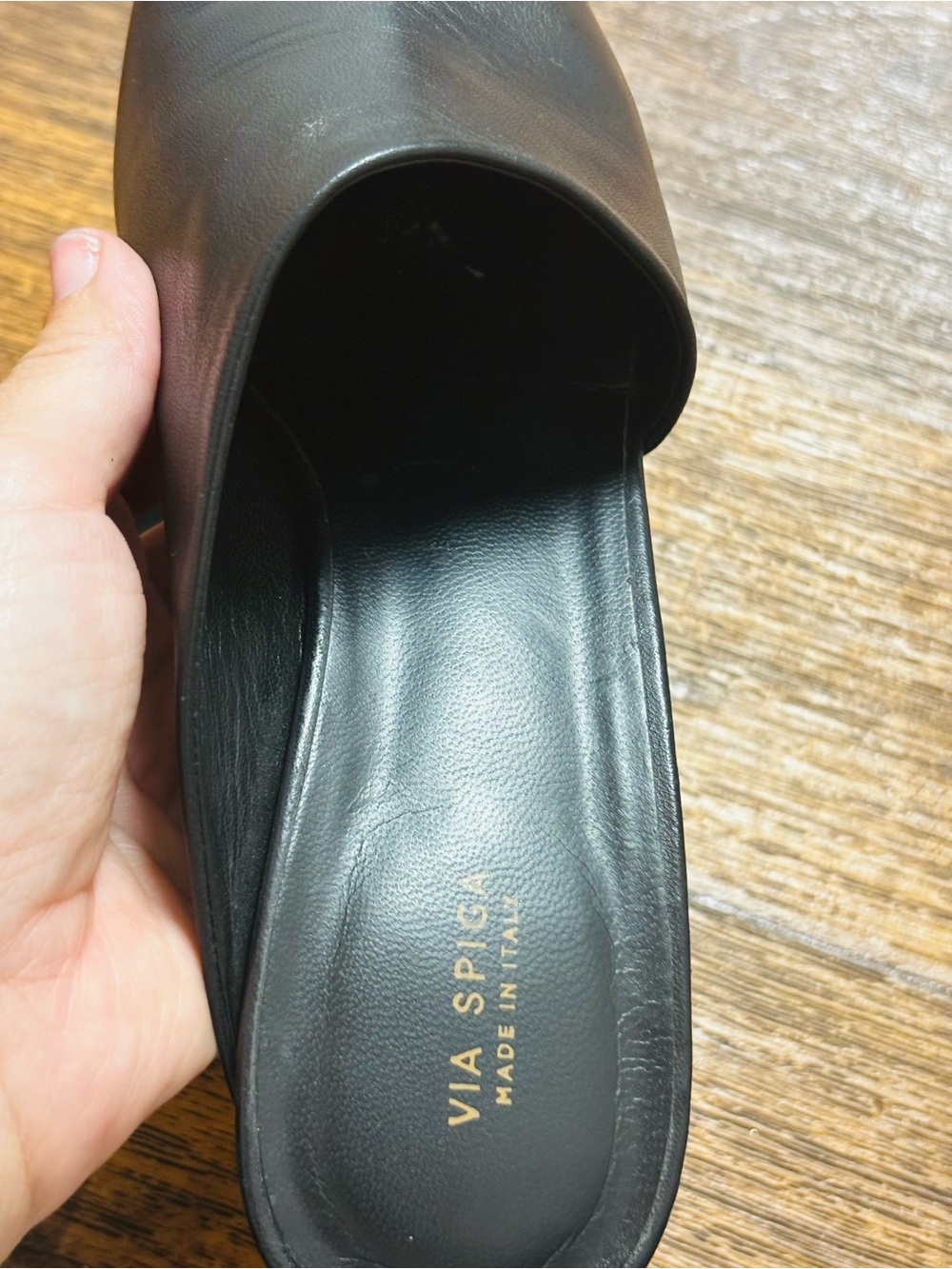 Via Spiga Black Pointed Leather Mule Heels - Picture 6 of 8